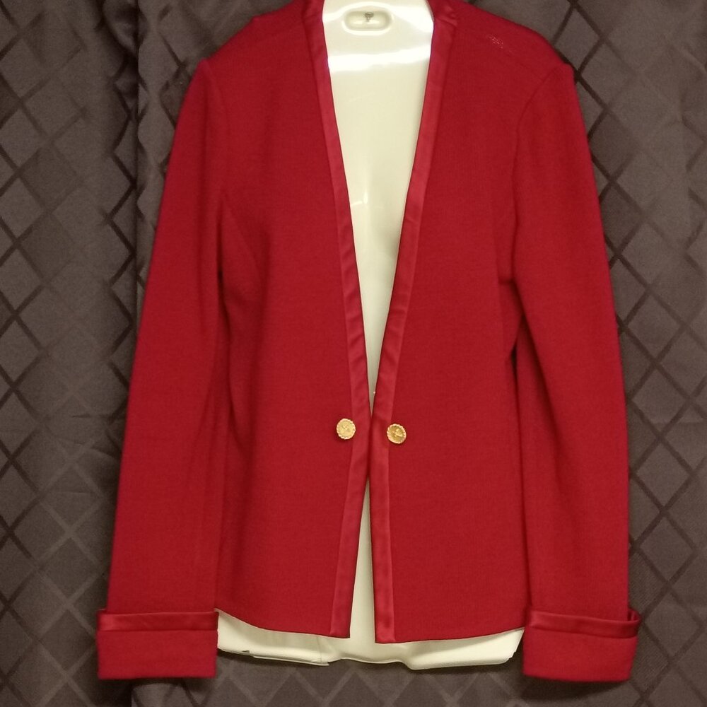 ❤️ST JOHN EVENING Santana Knit Red Jacket Blazer SZ 4